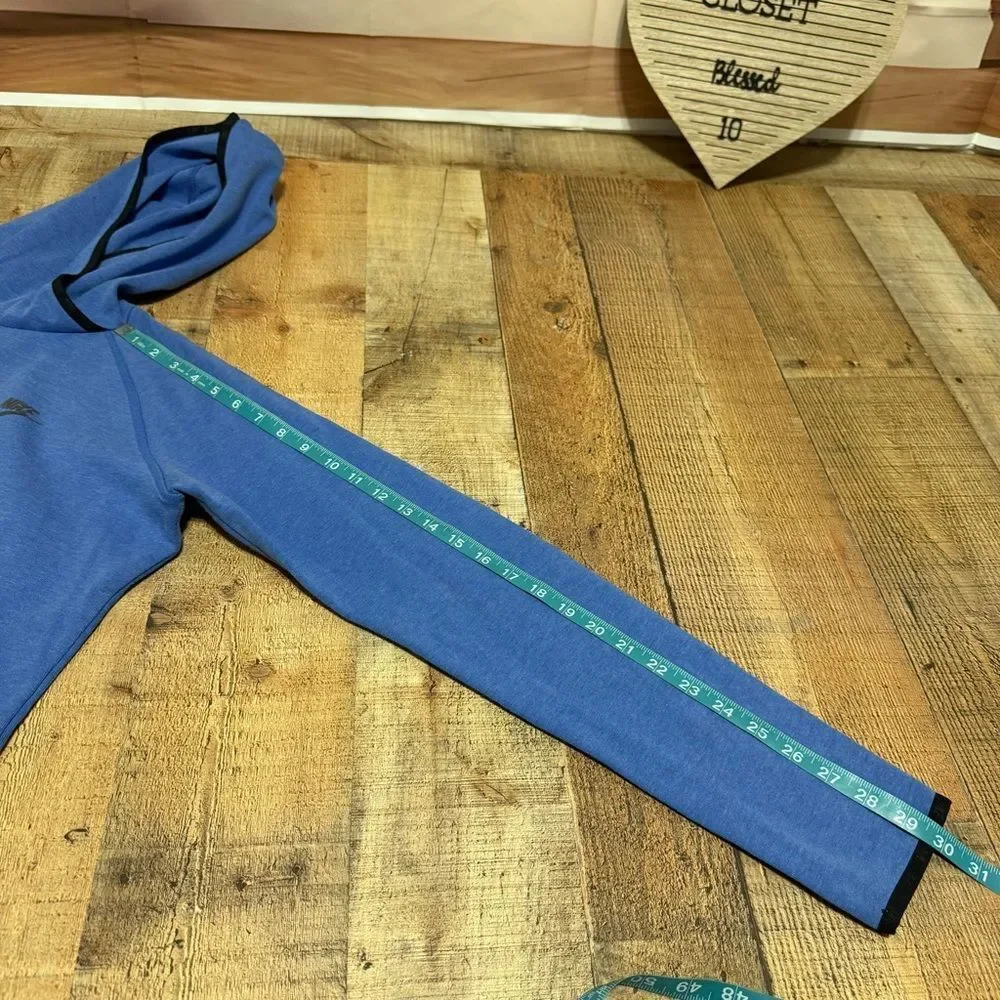 WOMEN'S NIKE TECH FLEECE RUNNING PULLOVER BLUE FUNNEL HOODIE SIZE L